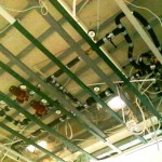 обвязка водяной тепловой завесы под потолком в торговом центре МЕГА в Нижнем Новгороде